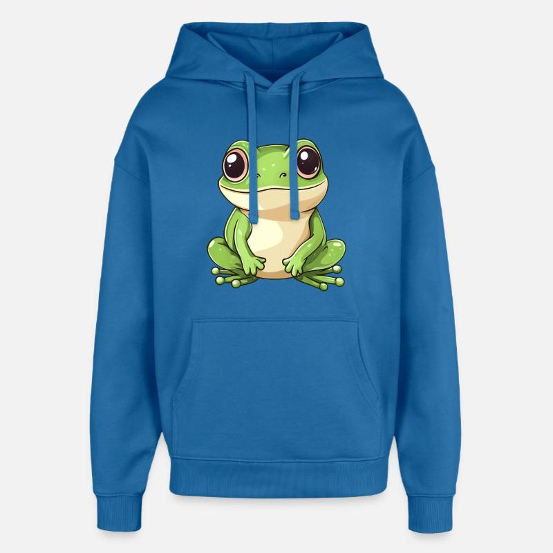 mignon grenouille - Vert - Design joyeux. - Sweat à capuche unisexe Stanley/Stella Oversized - bleu attentif