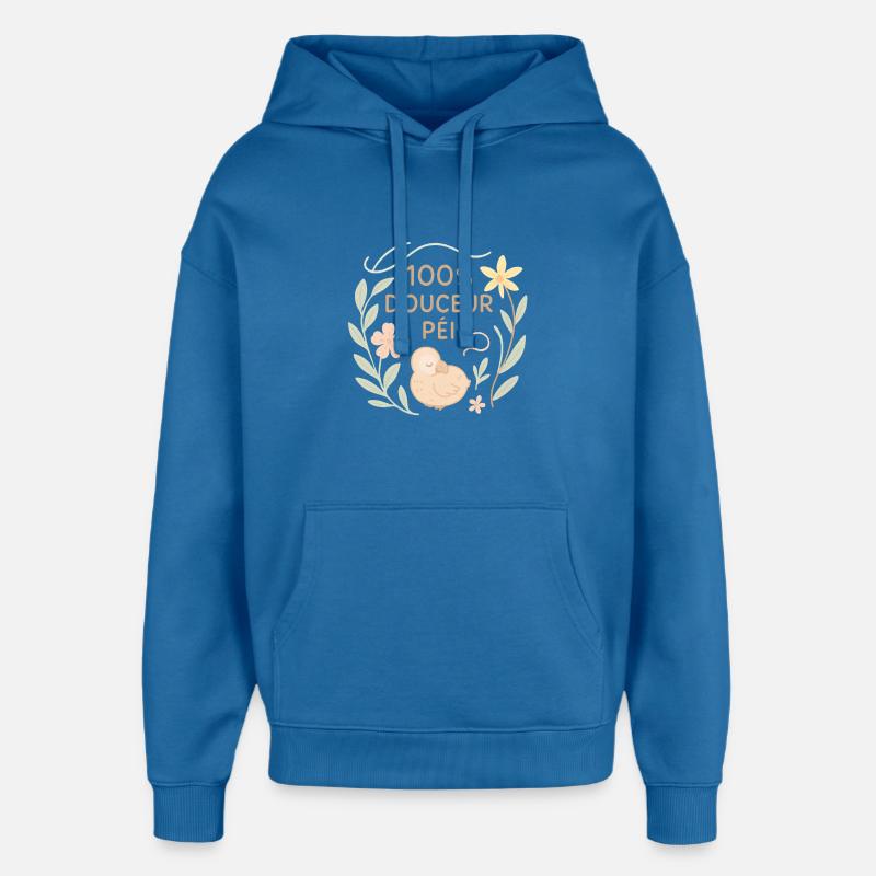 " 100% douceur péï " bébé et accessoires - Sweat à capuche unisexe Stanley/Stella Oversized - bleu attentif