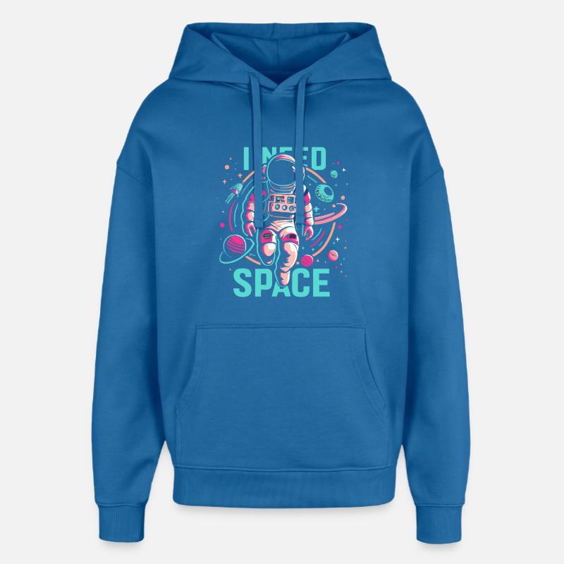 J’ai besoin d’astronaute de l’espace - Sweat à capuche unisexe Stanley/Stella Oversized - bleu attentif