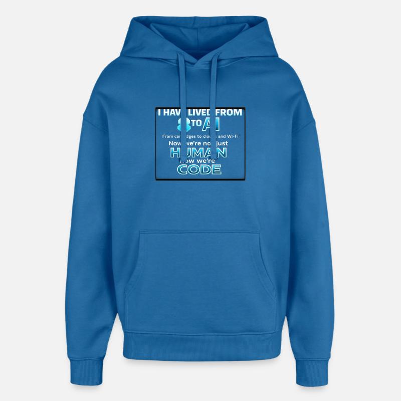 De l’humain au code - Sweat à capuche unisexe Stanley/Stella Oversized - bleu attentif