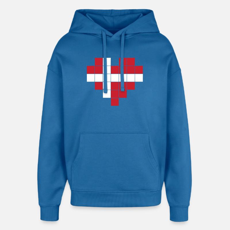Pixel Heart Drapeau du Danemark - Sweat à capuche unisexe Stanley/Stella Oversized - bleu attentif