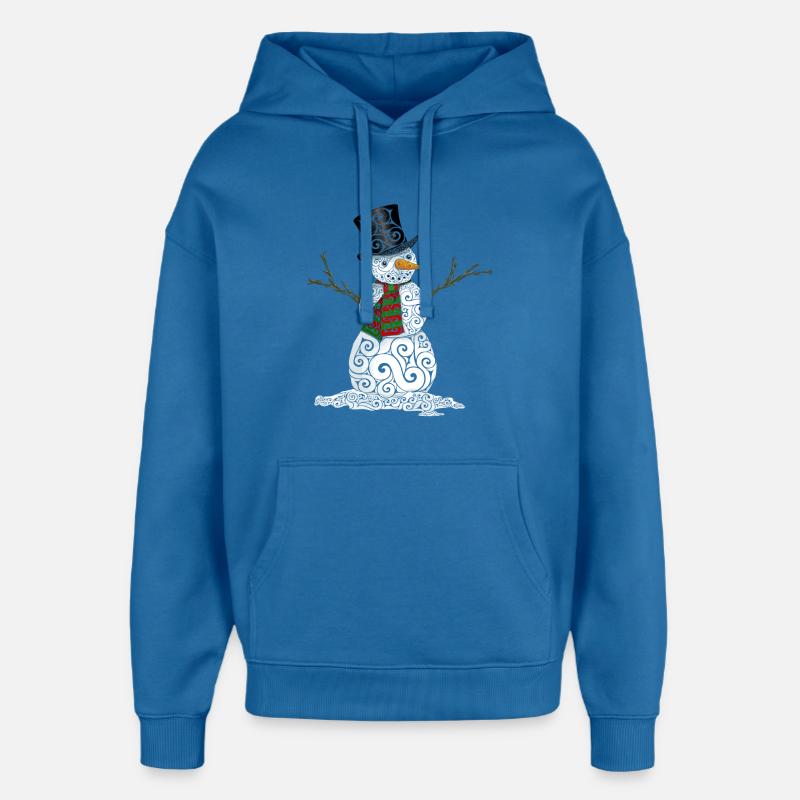 Bonhomme de neige Swirly heureux - Sweat à capuche unisexe Stanley/Stella Oversized - bleu attentif