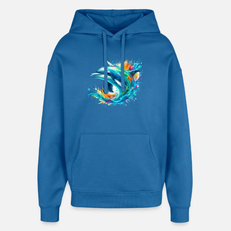 Dauphin - Sweat à capuche unisexe Stanley/Stella Oversized - bleu attentif