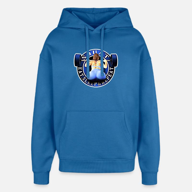 Squat, Eat, Sleep & Repeat. - Sweat à capuche unisexe Stanley/Stella Oversized - bleu attentif