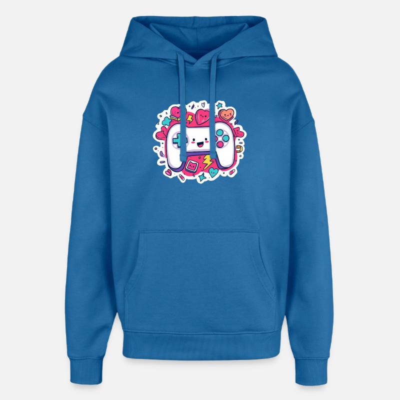 Kawaii Controller Herz Neon Stil - Oversized Unisex Hoodie von Stanley/Stella - Achtsames Blau