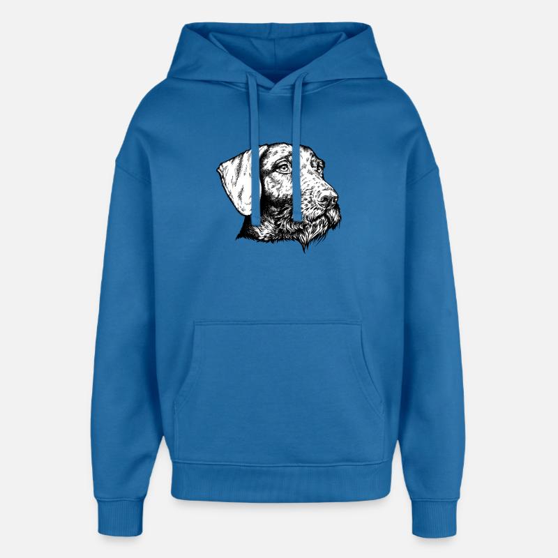 Portrait allemand à poil dur - Sweat à capuche unisexe Stanley/Stella Oversized - bleu attentif