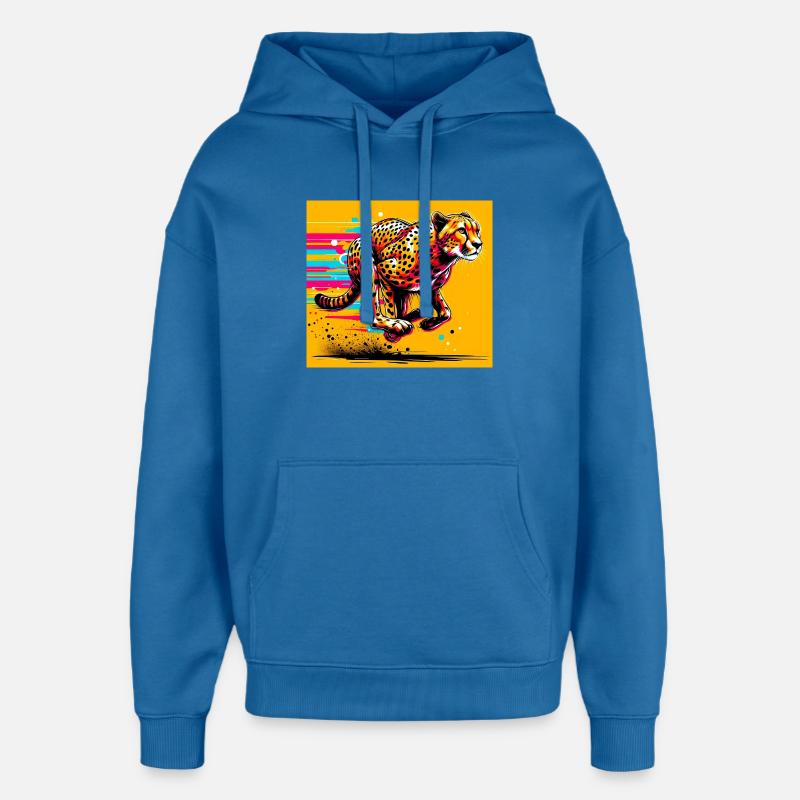 guépard - Sweat à capuche unisexe Stanley/Stella Oversized - bleu attentif
