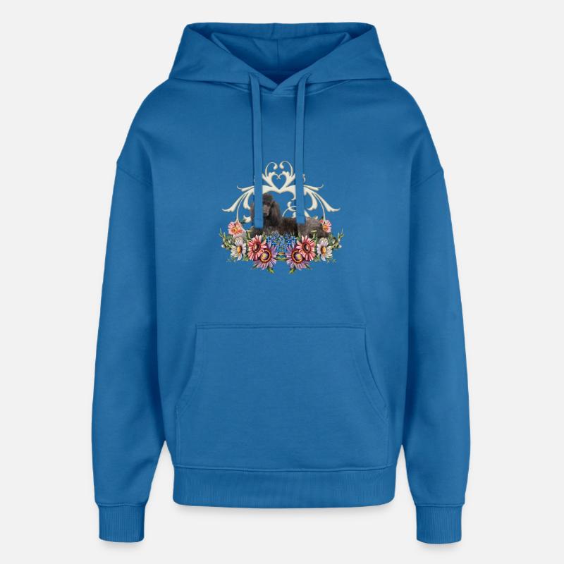 Caniche mignon avec des fleurs - Sweat à capuche unisexe Stanley/Stella Oversized - bleu attentif