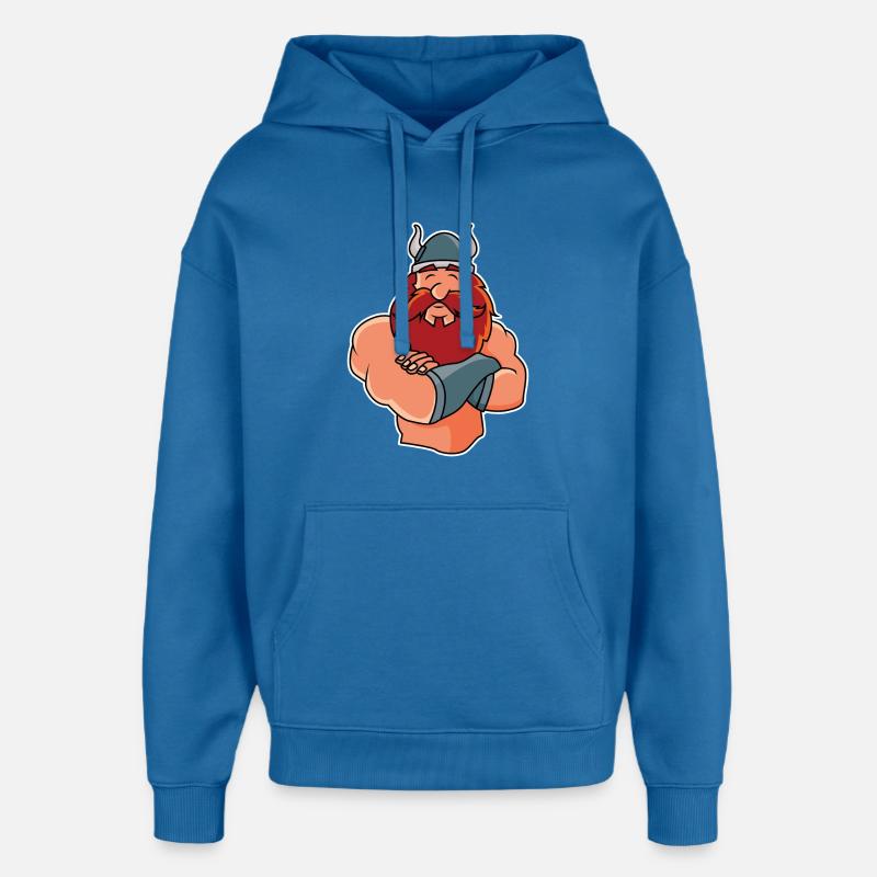 Drôle de Viking en pose - Sweat à capuche unisexe Stanley/Stella Oversized - bleu attentif