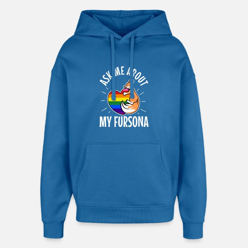 Posez-moi des questions sur mon Fursona - Sweat à capuche unisexe Stanley/Stella Oversized - bleu attentif