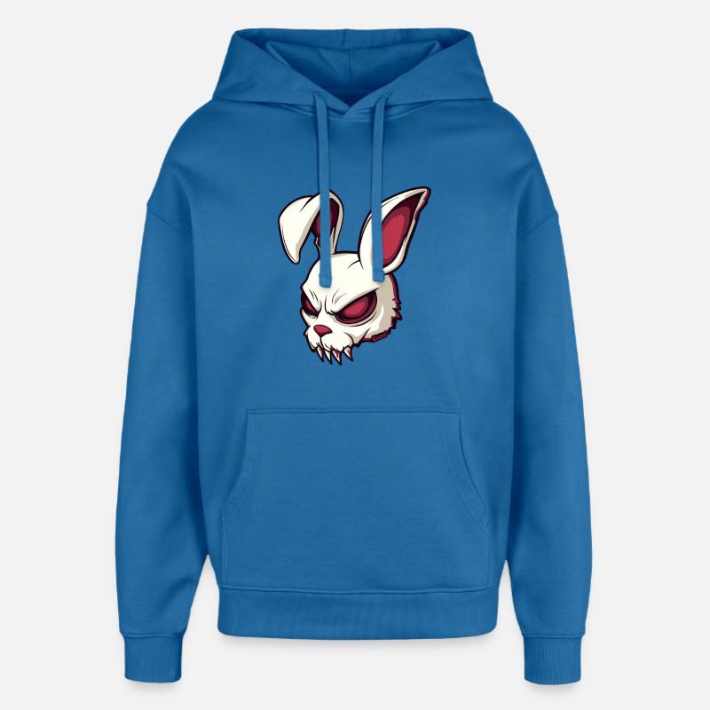 Illustration de crâne de lapin maléfique - Sweat à capuche unisexe Stanley/Stella Oversized - bleu attentif