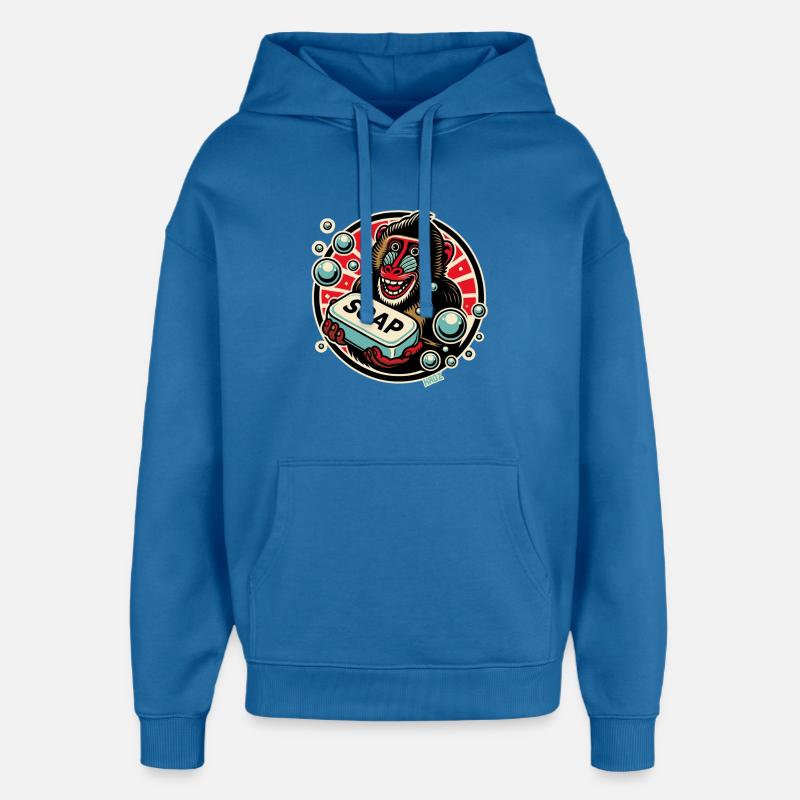 Mandrill Singe avec du savon - Sweat à capuche unisexe Stanley/Stella Oversized - bleu attentif