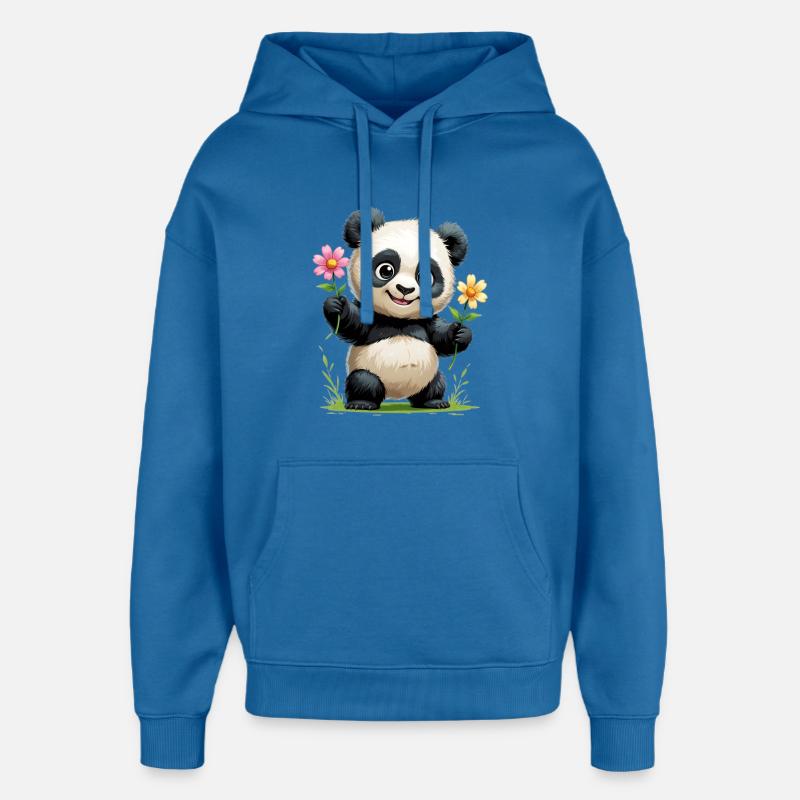 Salutation fleur de panda - Sweat à capuche unisexe Stanley/Stella Oversized - bleu attentif