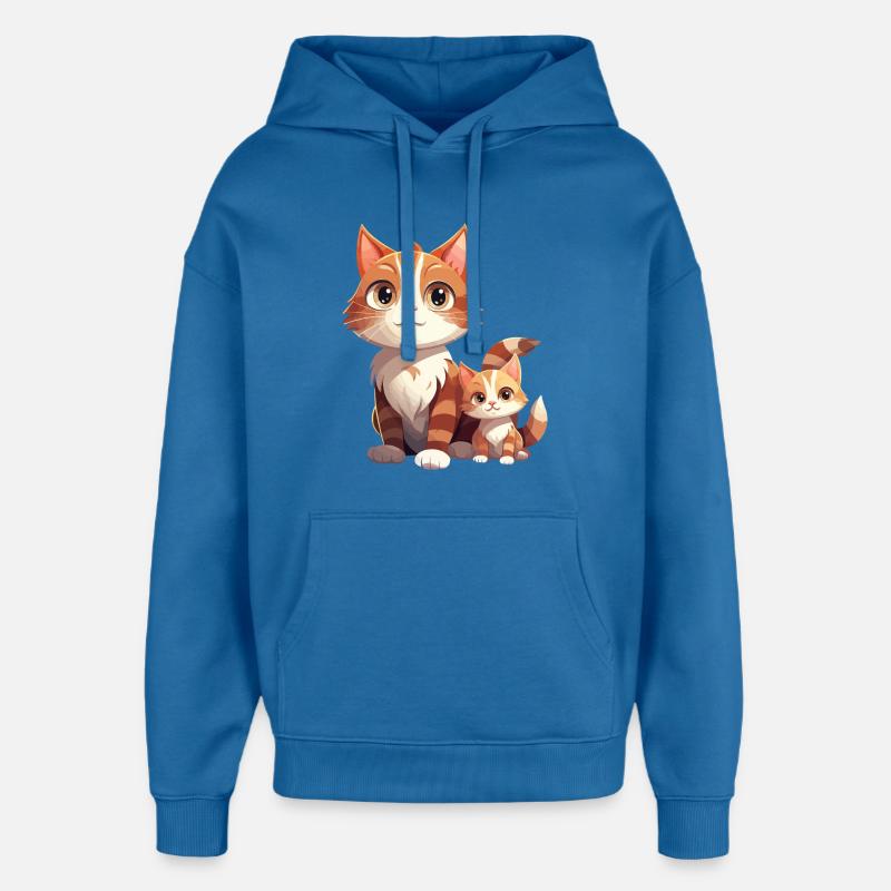 Chat amitié dessin animé Style chat - Sweat à capuche unisexe Stanley/Stella Oversized - bleu attentif