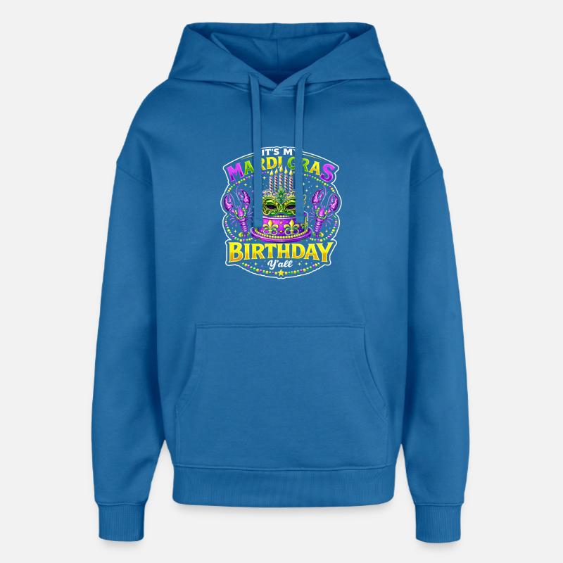 Masque d’anniversaire du Mardi Gras - Sweat à capuche unisexe Stanley/Stella Oversized - bleu attentif