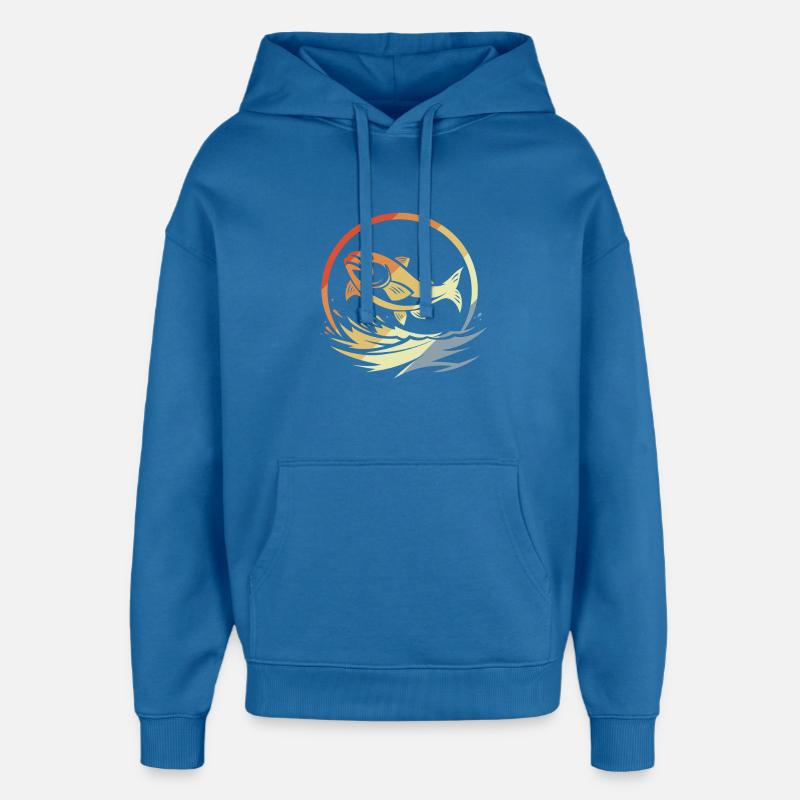 Pêche de style rétro - Sweat à capuche unisexe Stanley/Stella Oversized - bleu attentif