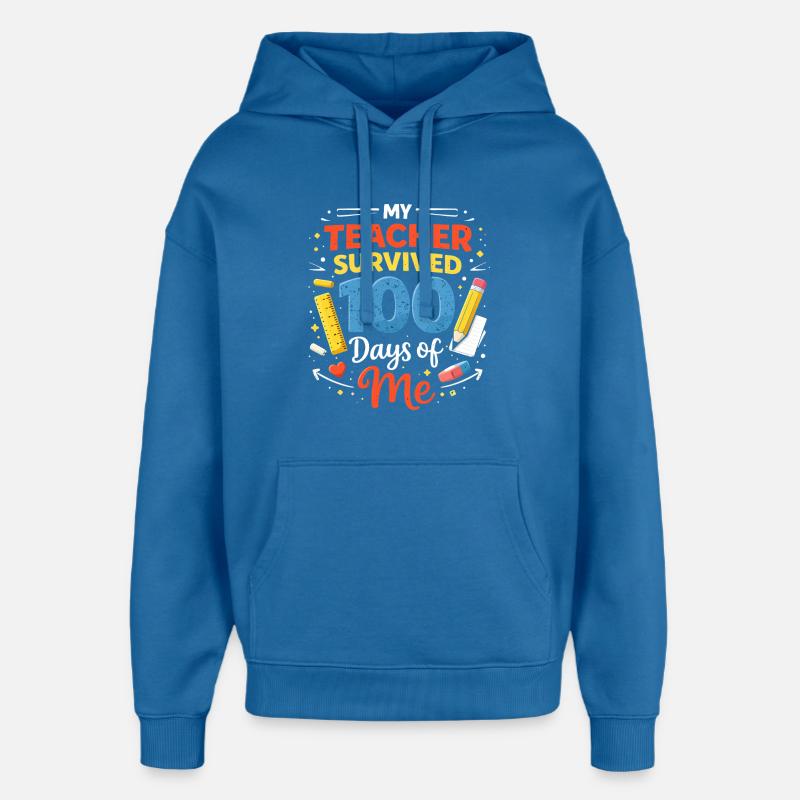 L’enseignant survit 100 jours - Sweat à capuche unisexe Stanley/Stella Oversized - bleu attentif