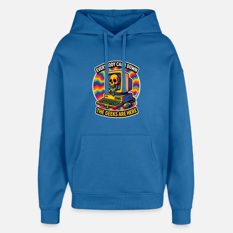 Geeks sind hier Retro Skull Computer - Oversized Unisex Hoodie von Stanley/Stella - Achtsames Blau