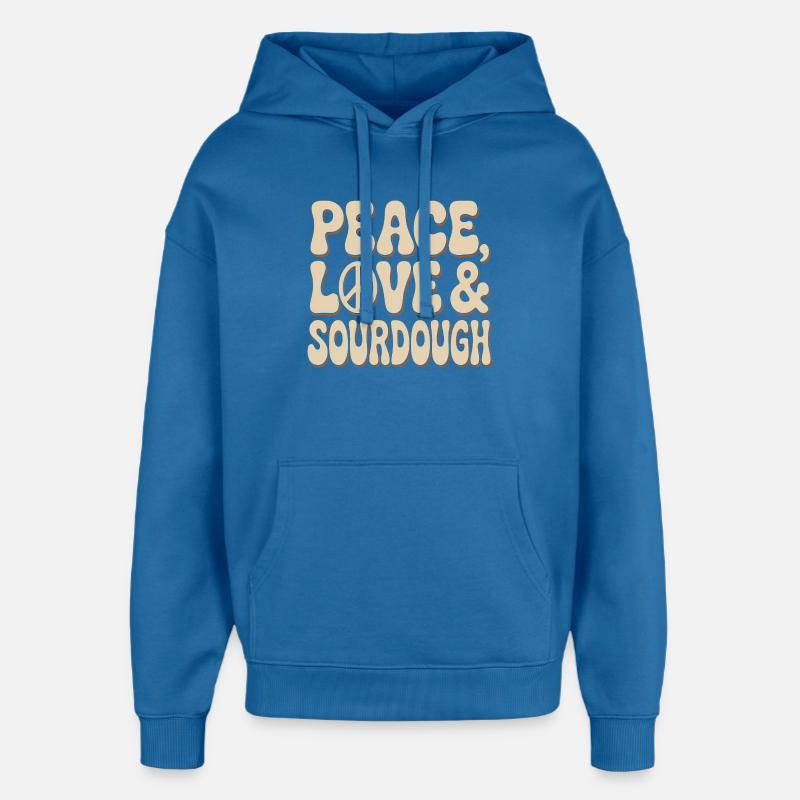 Paix, Amour et Levain - Sweat à capuche unisexe Stanley/Stella Oversized - bleu attentif
