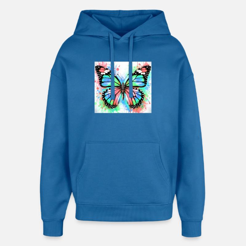 papillon - Sweat à capuche unisexe Stanley/Stella Oversized - bleu attentif