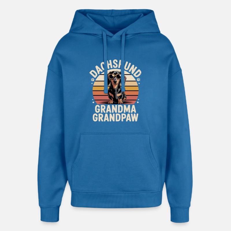 Teckel Grand-mère Grand-père - Sweat à capuche unisexe Stanley/Stella Oversized - bleu attentif