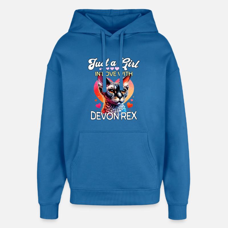 Devon Rex Girl - Sweat à capuche unisexe Stanley/Stella Oversized - bleu attentif