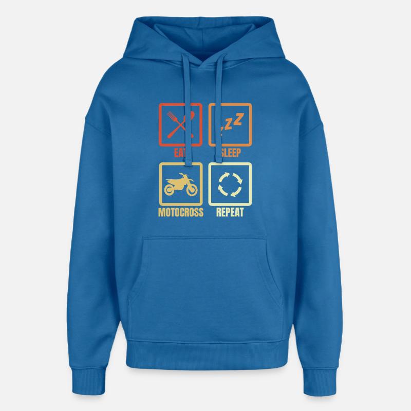 Manger, dormir, motocross, répéter - Sweat à capuche unisexe Stanley/Stella Oversized - bleu attentif