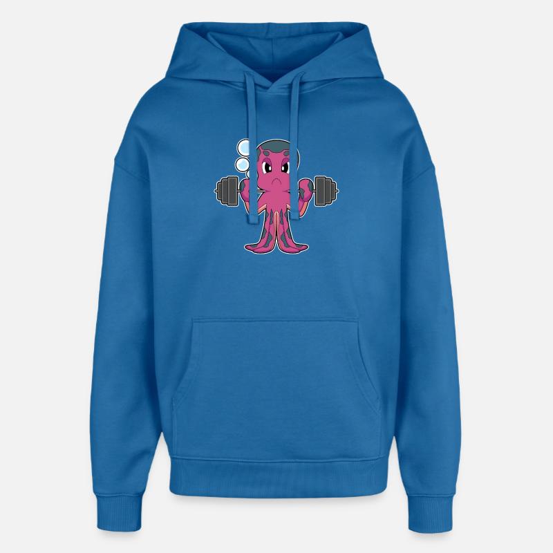 Bodybuilder Pieuvre Bodybuilder Barbell Bodybuilding - Sweat à capuche unisexe Stanley/Stella Oversized - bleu attentif