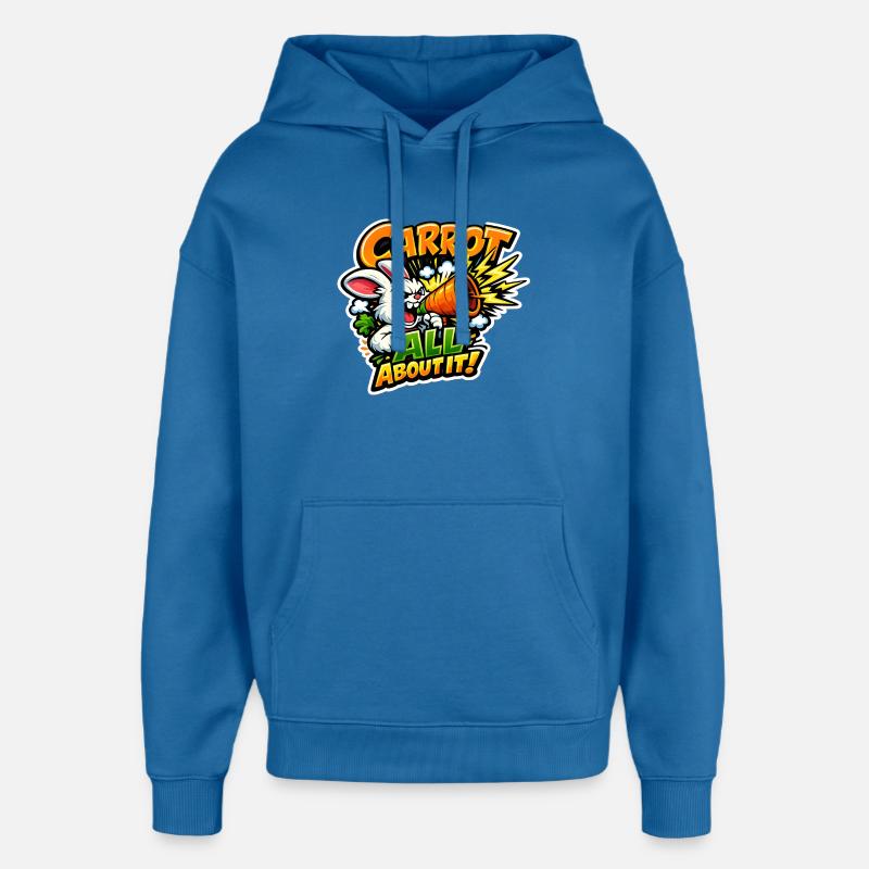 Lapin Mégaphone Carotte – Style Comic - Sweat à capuche unisexe Stanley/Stella Oversized - bleu attentif