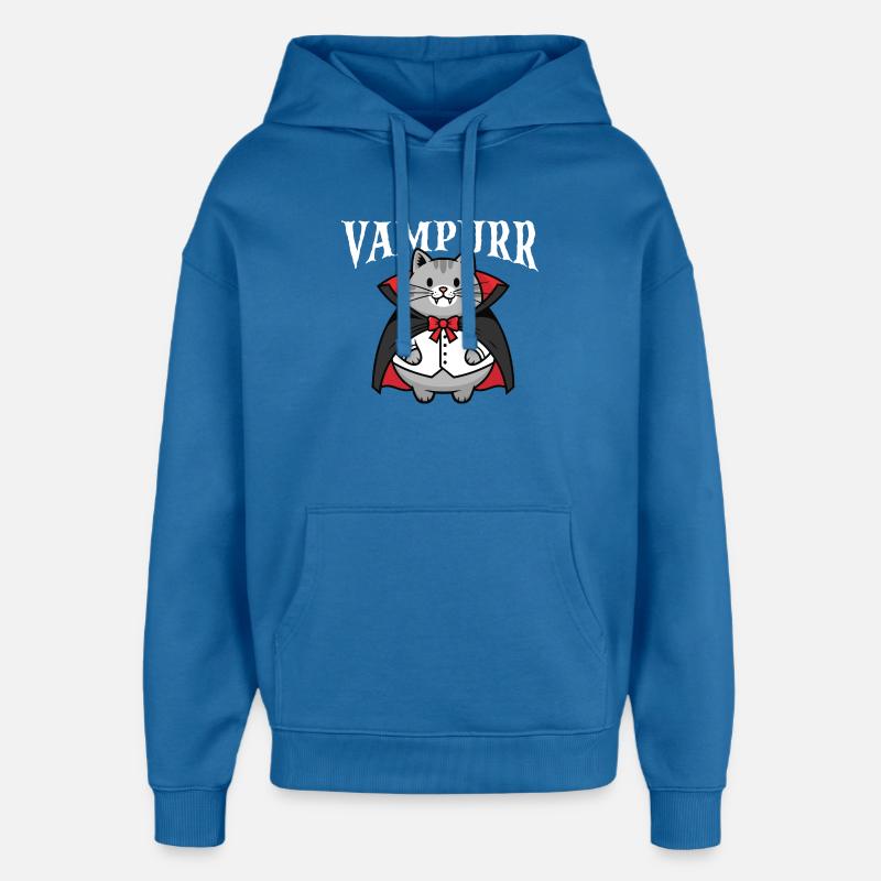 Vampurr Spooky Halloween Vampire Chat - Sweat à capuche unisexe Stanley/Stella Oversized - bleu attentif