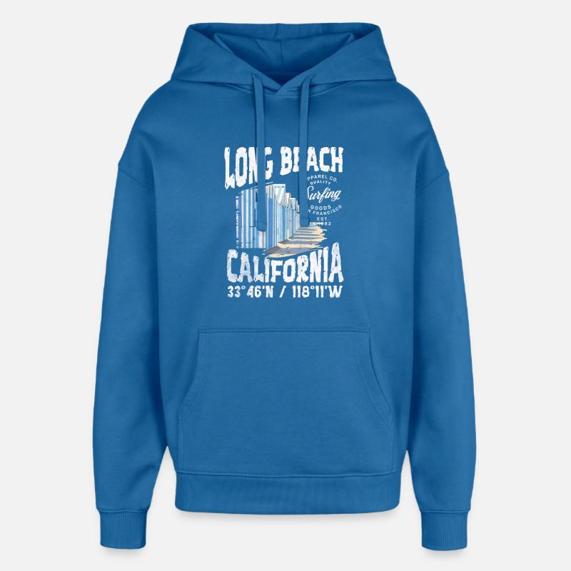 Long beach surfing goods coul - Sweat à capuche unisexe Stanley/Stella Oversized - bleu attentif
