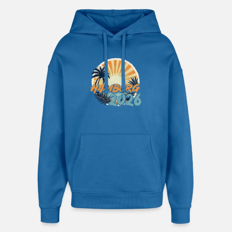 Hambourg 2026 - Sweat à capuche unisexe Stanley/Stella Oversized - bleu attentif