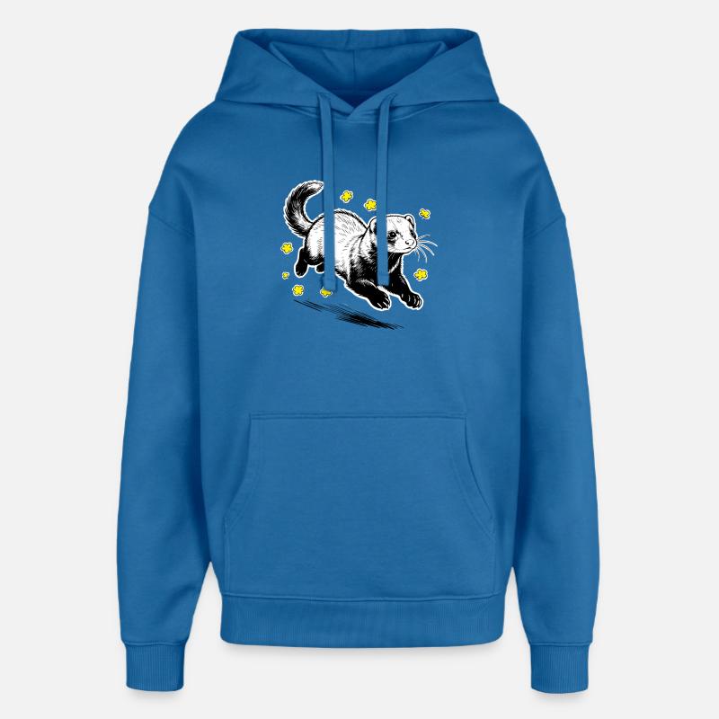 Frettchen in Blüten glitzern - Oversized Unisex Hoodie von Stanley/Stella - Achtsames Blau