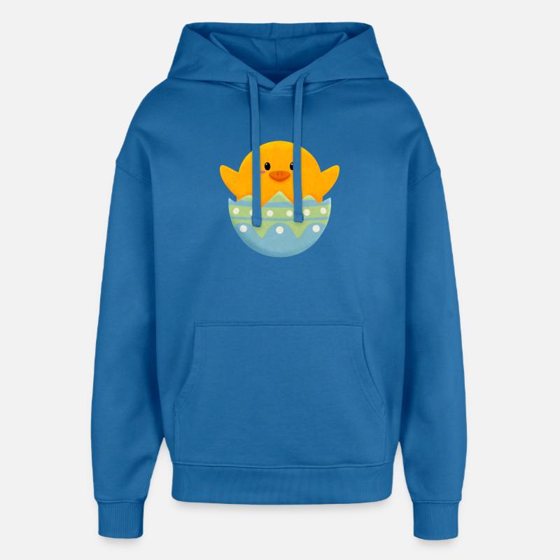 poussin dans l’œuf de Pâques - Sweat à capuche unisexe Stanley/Stella Oversized - bleu attentif