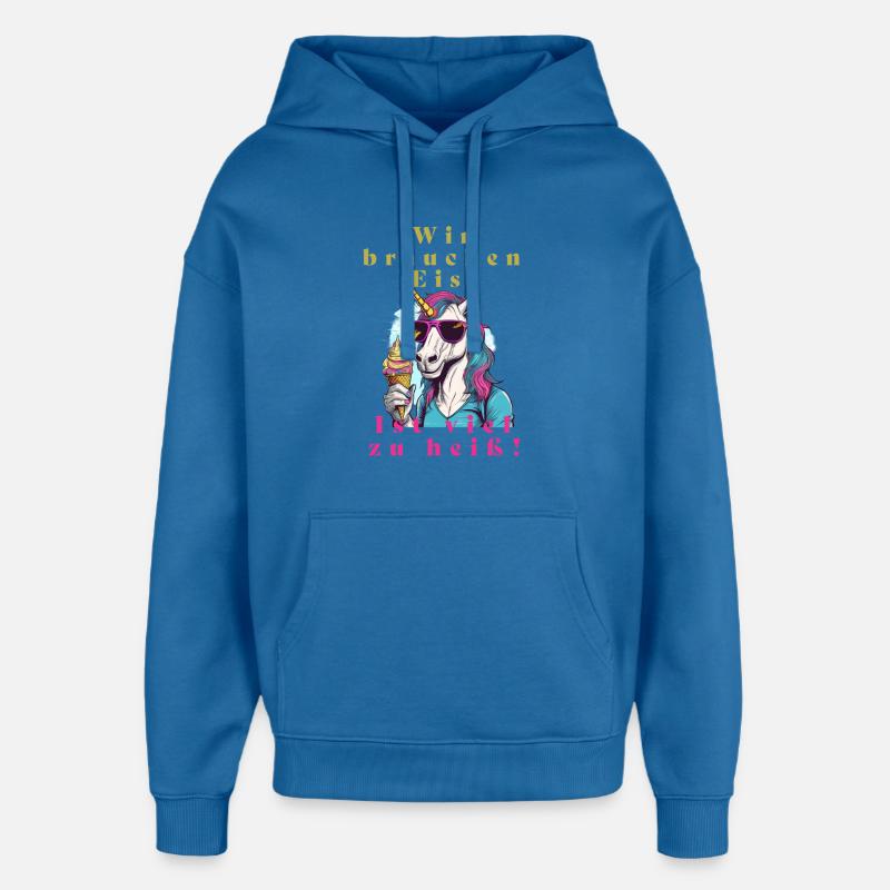 Einhorn Eis vs. Hitze - Oversized Unisex Hoodie von Stanley/Stella - Achtsames Blau