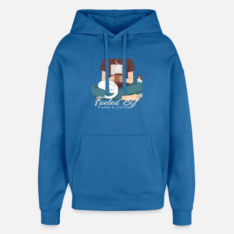 Chaleur Café et Ronrons - Sweat à capuche unisexe Stanley/Stella Oversized - bleu attentif