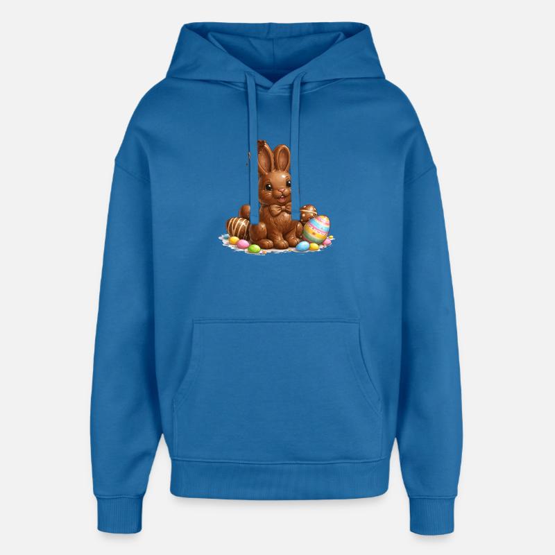 Chocolat avec des œufs de Pâques - Sweat à capuche unisexe Stanley/Stella Oversized - bleu attentif