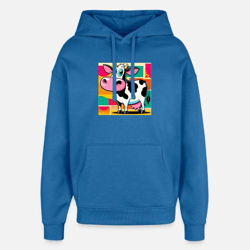 vache - Sweat à capuche unisexe Stanley/Stella Oversized - bleu attentif