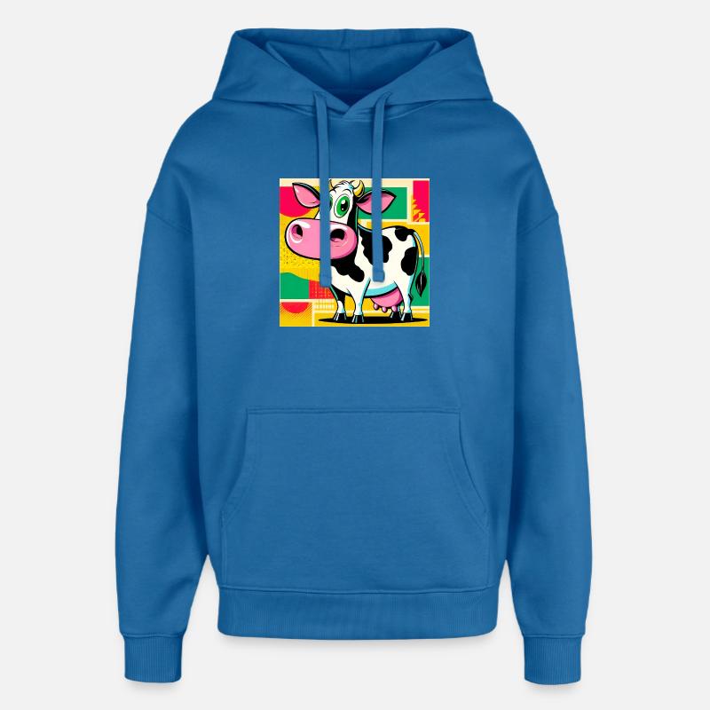 vache - Sweat à capuche unisexe Stanley/Stella Oversized - bleu attentif