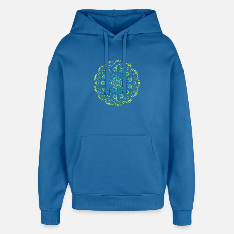 Mandala lumineux au néon - Sweat à capuche unisexe Stanley/Stella Oversized - bleu attentif