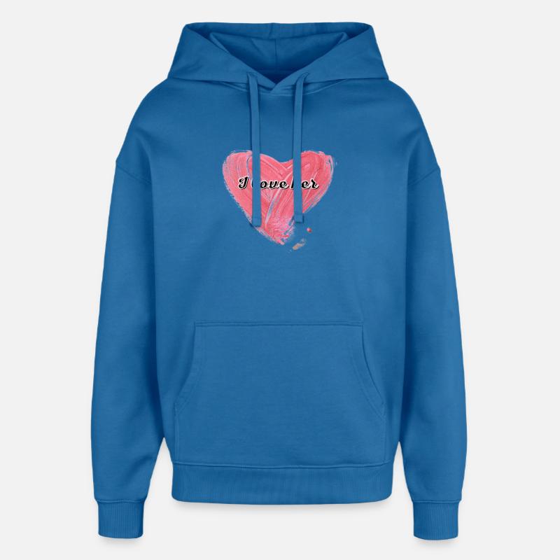 Je l’aime | L’amour | Saint-Valentin - Sweat à capuche unisexe Stanley/Stella Oversized - bleu attentif