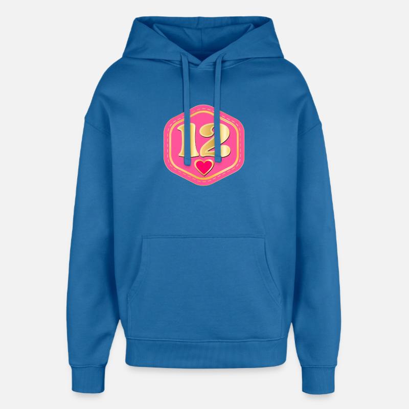 Numéro Douze - Douzième Anniversaire - Sweat à capuche unisexe Stanley/Stella Oversized - bleu attentif