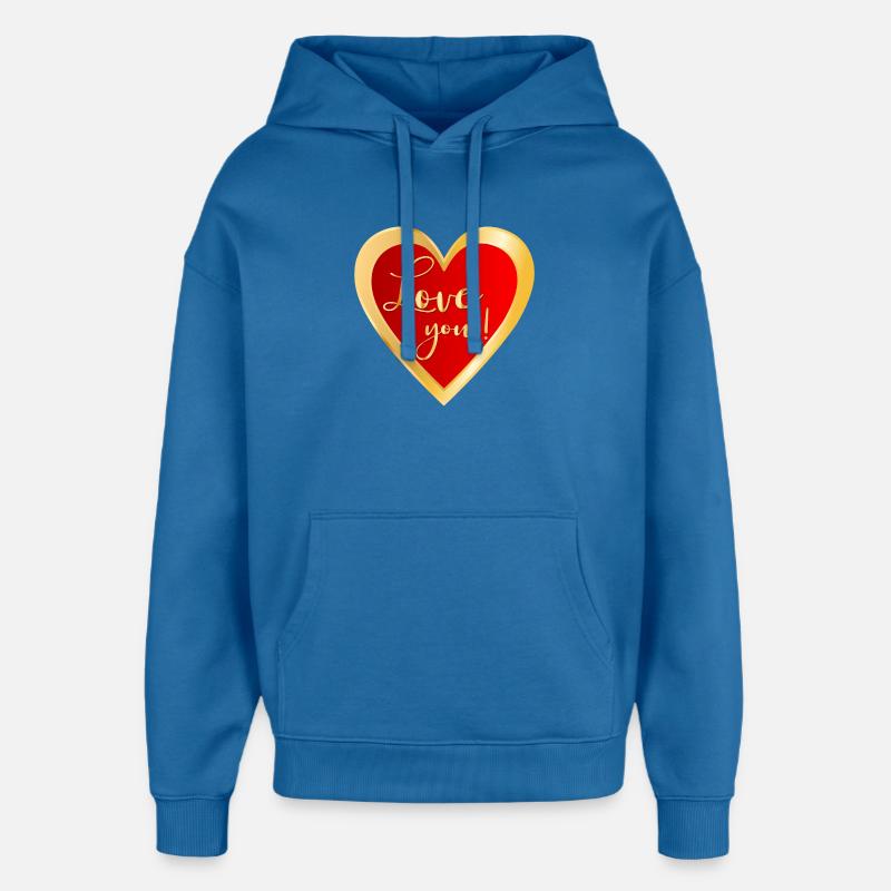 Je t’aime Cœur - Sweat à capuche unisexe Stanley/Stella Oversized - bleu attentif