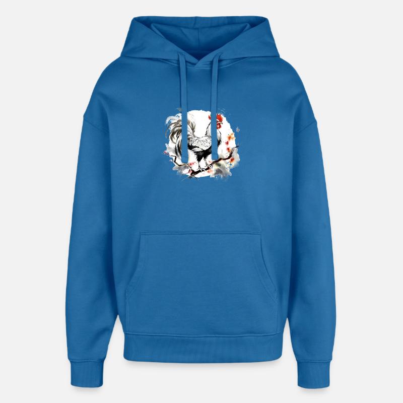 Signe du zodiaque chinois Coq - Sweat à capuche unisexe Stanley/Stella Oversized - bleu attentif