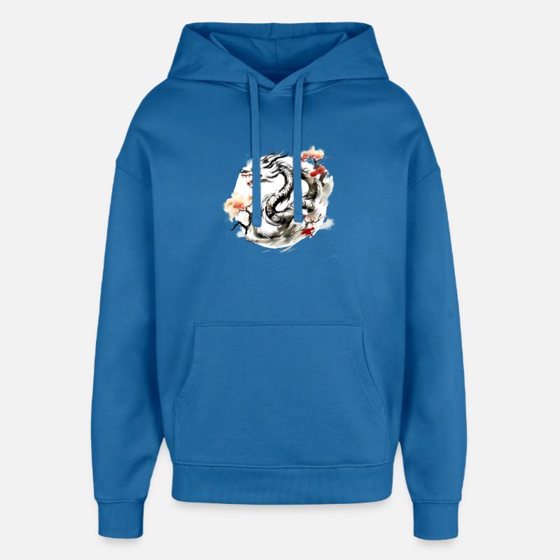 Signe du zodiaque chinois Dragon - Sweat à capuche unisexe Stanley/Stella Oversized - bleu attentif