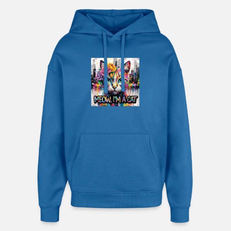 Chat astucieux Version 2 - Sweat à capuche unisexe Stanley/Stella Oversized - bleu attentif