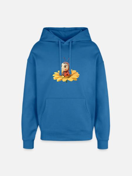 Cute ladybug on a flower - Oversized Unisex Hoodie by Stanley/Stella - mindful blue