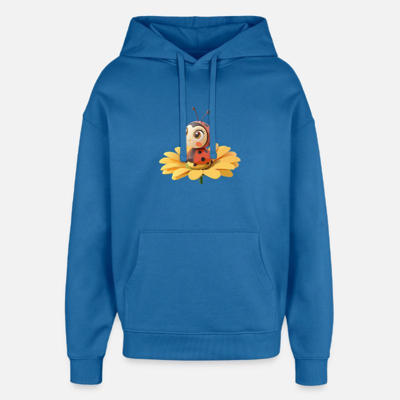 Coccinelle mignonne sur une fleur - Sweat Ă capuche unisexe Stanley/Stella Oversized - bleu attentif