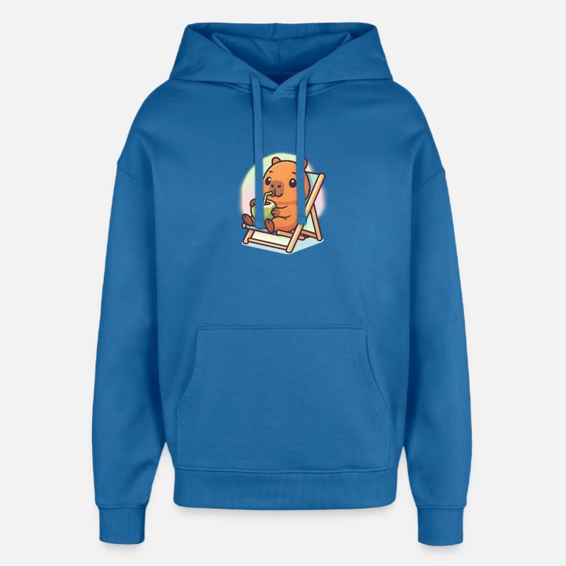 Capybara kawaii décontracté - Sweat à capuche unisexe Stanley/Stella Oversized - bleu attentif