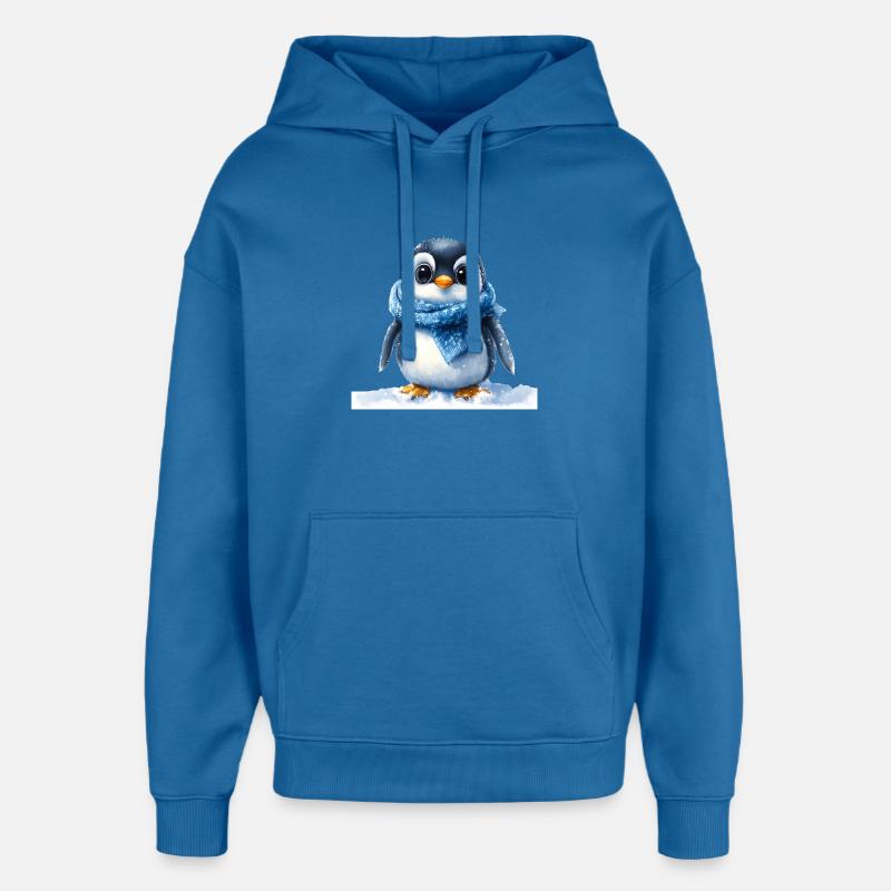 Pingouin mignon avec accessoire d’hiver - Sweat à capuche unisexe Stanley/Stella Oversized - bleu attentif